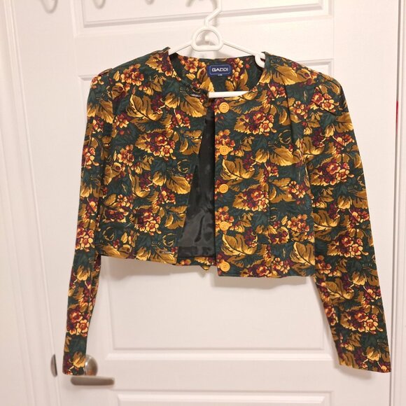 Vintage 80s Cotton Jacket with padded shoulders - Picture 3 of 9